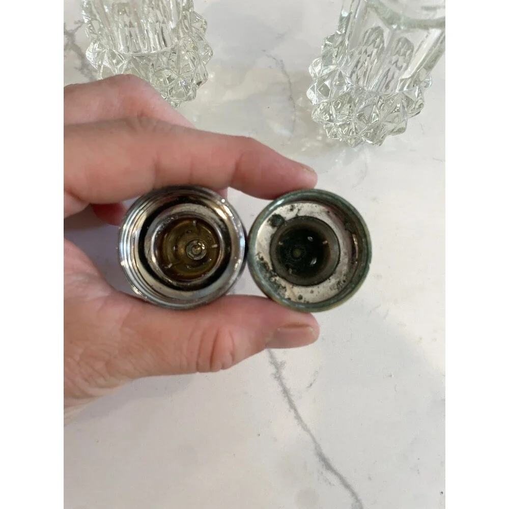 Vintage Crystal and Silver Plate Salt and Pepper Shakers
